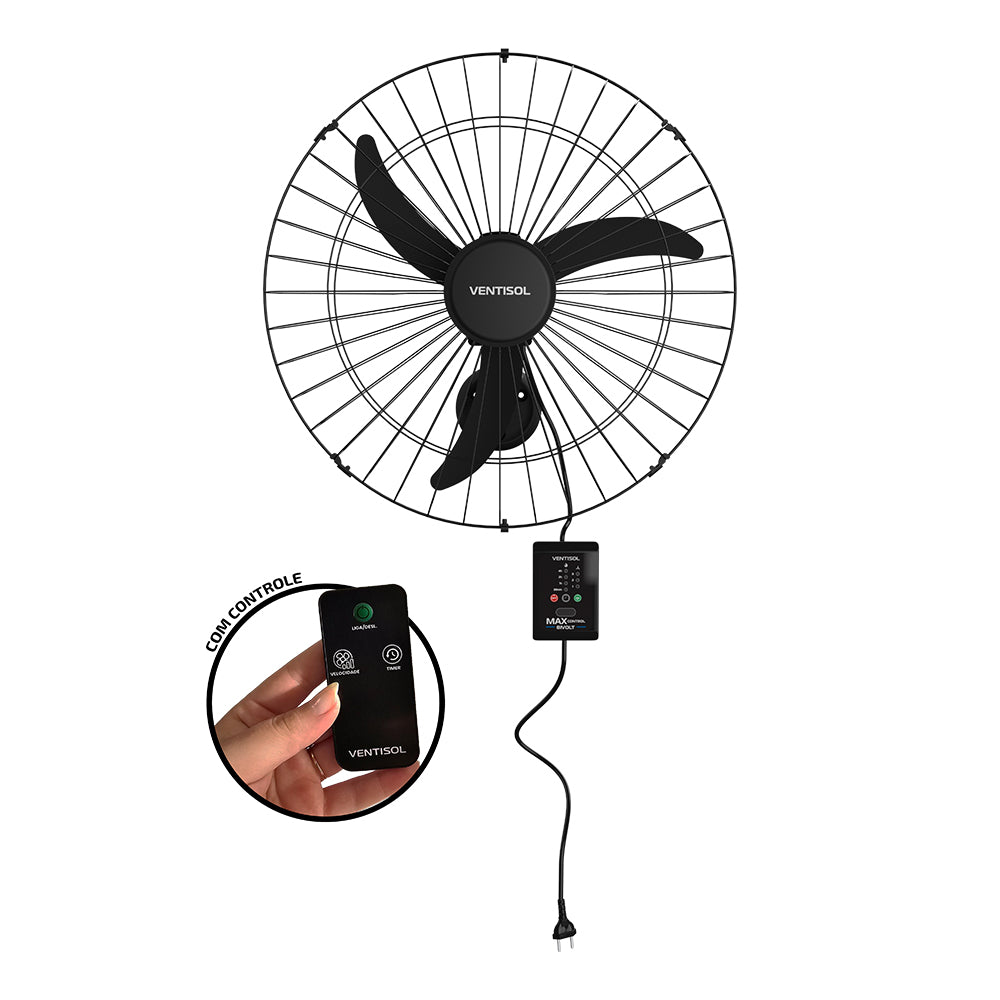 Ventilador de Parede Ventisol Max Control 60cm Preto Bivolt